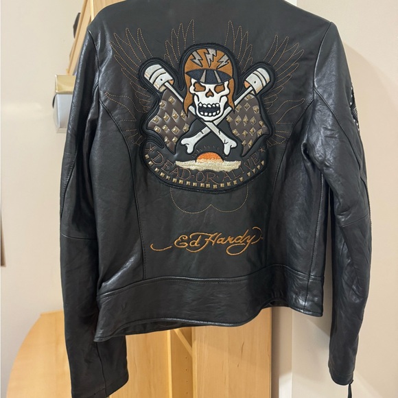 PRICE DROP: Top quality fitted leather ED HARDY/CHRISTIAN AUDIGIER for AVIREX, L - Picture 2 of 9